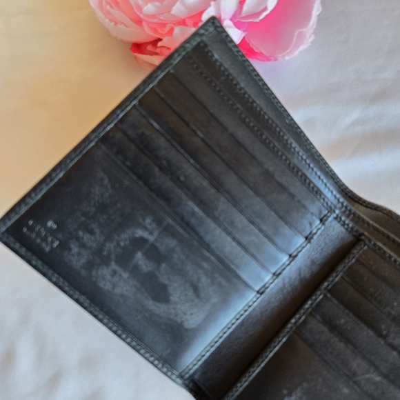 Vintage GUCCI Jackie Bi Fold Wallet Leather Metal Square Buckle Gold Hardware - Picture 7 of 14